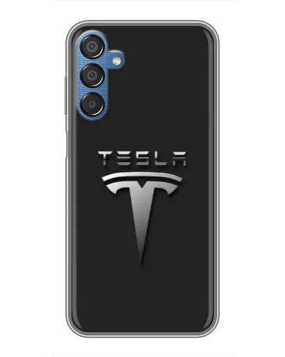 Чехол для Samsung Galaxy M15 (M156) с картинкой «Стальной логотип Tesla»