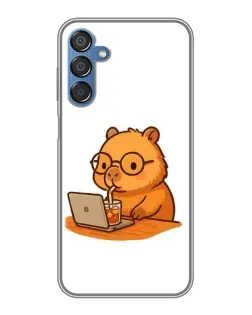Чехол для Samsung Galaxy M15 (M156) с картинкой «Капибара с ноутбуком»