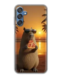 Чехол для Samsung Galaxy M15 (M156) с картинкой «Капибара с пиццей»