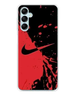 Чехол для Samsung Galaxy M16 с картинкой «Красные брызги Nike»