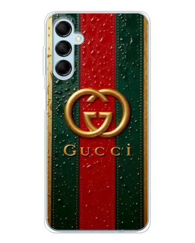 Чохол для Samsung Galaxy M16 з картинкою «Gucci — фірмова смуга та золото» Чохол для Samsung Galaxy M16 з картинкою «Gucci — фірмова смуга та золото»