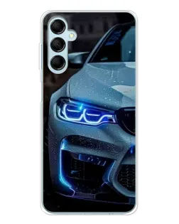 Чехол для Samsung Galaxy M16 с картинкой «Взгляд BMW с синими фарами» Чехол для Samsung Galaxy M16 с картинкой «Взгляд BMW с синими фарами»