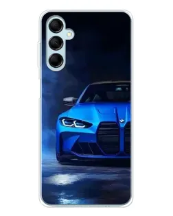 Чехол для Samsung Galaxy M16 с картинкой «Голубая BMW M4»
