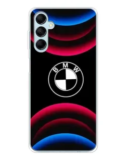 Чехол для Samsung Galaxy M16 с картинкой «Логотип BMW и неоновые дуги»