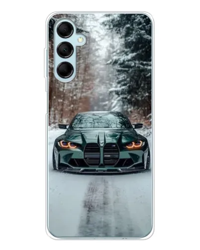 Чехол для Samsung Galaxy M16 с картинкой «BMW в зимнем лесу»