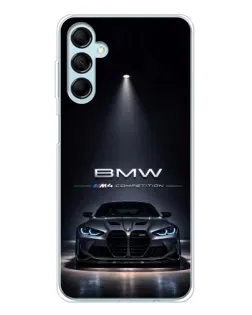 Чехол для Samsung Galaxy M16 с картинкой «BMW сквозь ночной город»