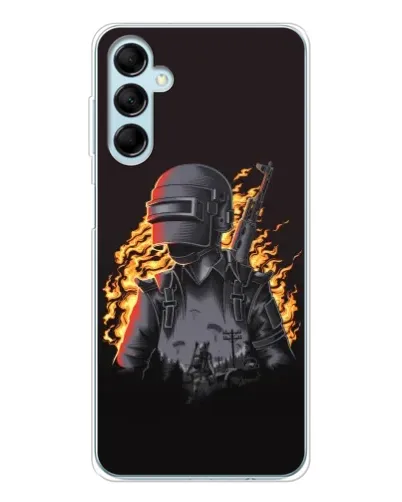 Чехол для Samsung Galaxy M16 с картинкой «PUBG — огненный силуэт»