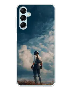 Чехол для Samsung Galaxy M16 с картинкой «Герой PUBG на скале»