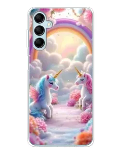 Чехол для Samsung Galaxy M16 с картинкой «Радуга и единороги»