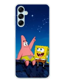 Чехол для Samsung Galaxy M16 с картинкой «Губка Боб и Патрик ночью»