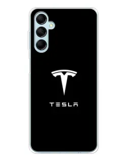 Чехол для Samsung Galaxy M16 с картинкой «Tesla White Logo»