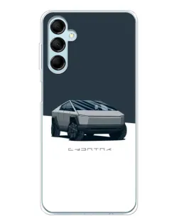 Чехол для Samsung Galaxy M16 с картинкой «Серебристый Cybertruck Tesla»