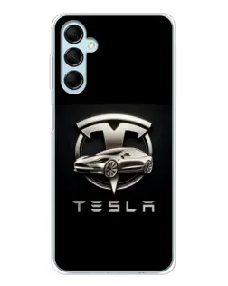 Чехол для Samsung Galaxy M16 с картинкой «Tesla — серебристое авто»