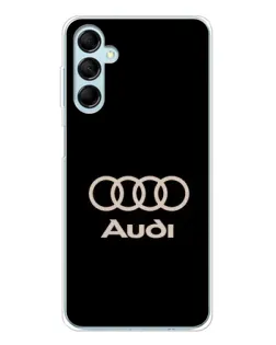 Чехол для Samsung Galaxy M16 с картинкой «Audi — золотой логотип»