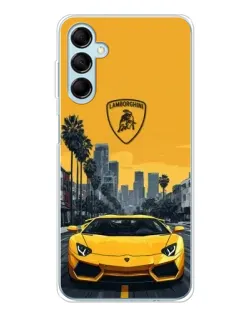 Чехол для Samsung Galaxy M16 с картинкой «Желтый Lamborghini город»