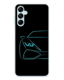 Чехол для Samsung Galaxy M16 с картинкой «Голубой силуэт Lamborghini»
