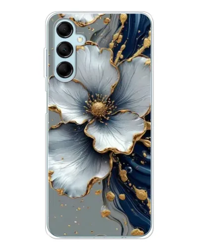Чехол для Samsung Galaxy M16 с картинкой «Белый цветок и золотой флюид»