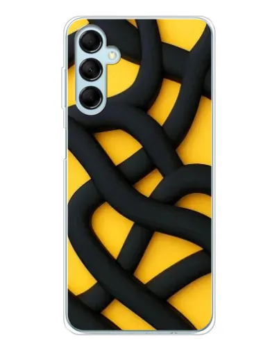 Чехол для Samsung Galaxy M16 с картинкой «Черное желтое переплетение»