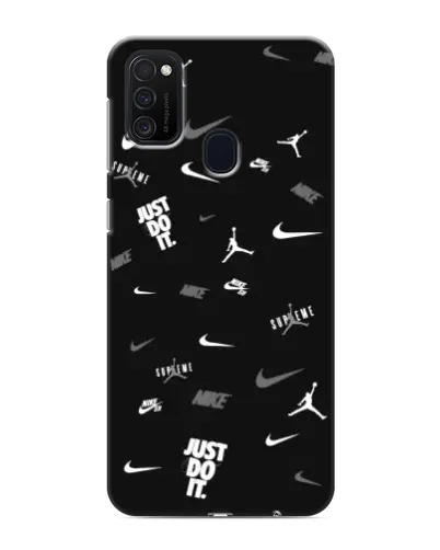 Чехол для Samsung Galaxy M21 с картинкой «Nike Black Pattern»