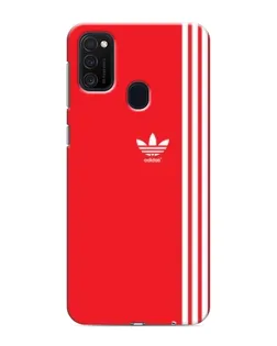 Чехол для Samsung Galaxy M21 с картинкой «Красный минимализм Adidas»