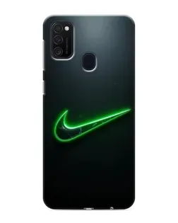 Чехол для Samsung Galaxy M21 с картинкой «Неоновый контур Nike»