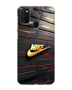 Чехол для Samsung Galaxy M21 с картинкой «Золотой Nike на металле»