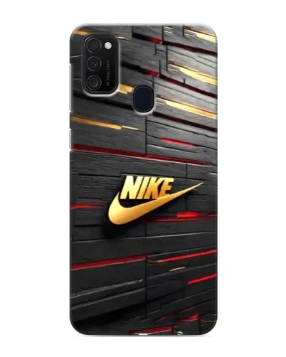 Чехол для Samsung Galaxy M21 с картинкой «Золотой Nike на металле»