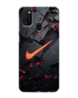 Чехол для Samsung Galaxy M21 с картинкой «Nike — эффект разломов»