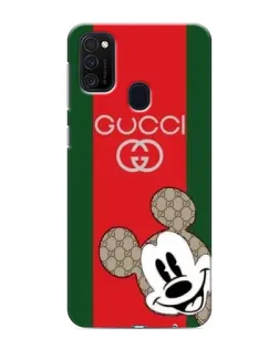 Чехол для Samsung Galaxy M21 с картинкой «Gucci — полосы и Микки»