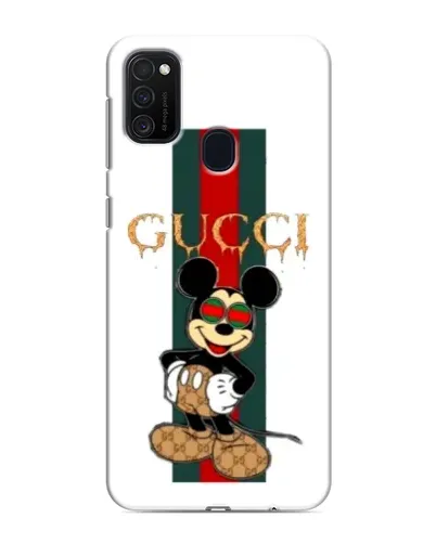 Чехол для Samsung Galaxy M21 с картинкой «Микки Маус Gucci — полосы»