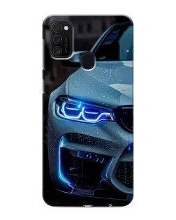 Чехол для Samsung Galaxy M21 с картинкой «Взгляд BMW с синими фарами»