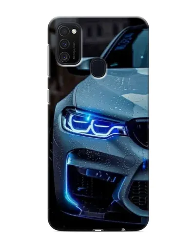 Чехол для Samsung Galaxy M21 с картинкой «Взгляд BMW с синими фарами»