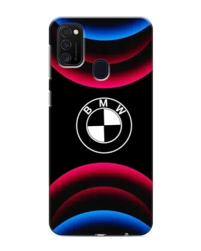 Чехол для Samsung Galaxy M21 с картинкой «Логотип BMW и неоновые дуги»