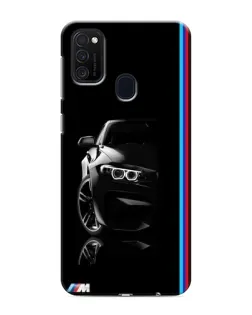 Чехол для Samsung Galaxy M21 с картинкой «Силуэт BMW в темноте»