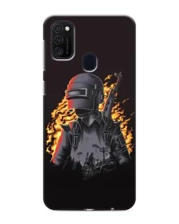 Чехол для Samsung Galaxy M21 с картинкой «PUBG — огненный силуэт»
