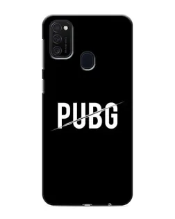 Чехол для Samsung Galaxy M21 с картинкой «PUBG — белый логотип»