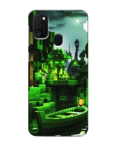 Чехол для Samsung Galaxy M21 с картинкой «Minecraft лесной пейзаж»