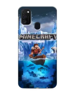 Чехол для Samsung Galaxy M21 с картинкой «Minecraft ледяной мир»