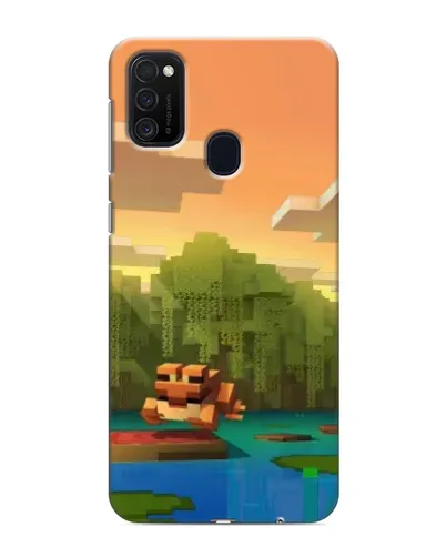 Чехол для Samsung Galaxy M21 с картинкой «Майнкрафт закат солнца»