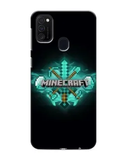 Чехол для Samsung Galaxy M21 с картинкой «Minecraft Diamond лого»