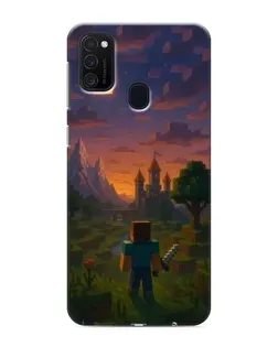 Чехол для Samsung Galaxy M21 с картинкой «Стив у башни»