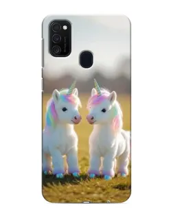 Чехол для Samsung Galaxy M21 с картинкой «Пара единорогов»