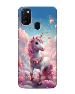 Чехол для Samsung Galaxy M21 с картинкой «Единорог среди облаков»