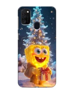 Чехол для Samsung Galaxy M21 с картинкой «Рождественский Спанч Боб»