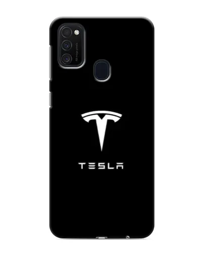 Чехол для Samsung Galaxy M21 с картинкой «Tesla White Logo»