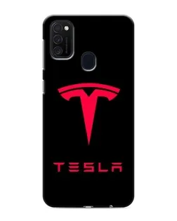 Чехол для Samsung Galaxy M21 с картинкой «Tesla Red Logo»
