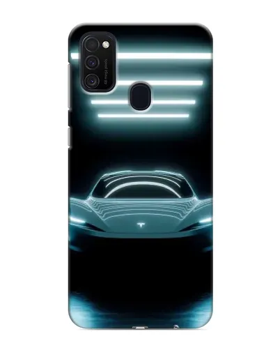 Чехол для Samsung Galaxy M21 с картинкой «Tesla в неоне»
