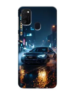 Чехол для Samsung Galaxy M21 с картинкой «Ночной город и Audi»