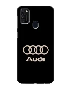Чехол для Samsung Galaxy M21 с картинкой «Audi — золотой логотип»