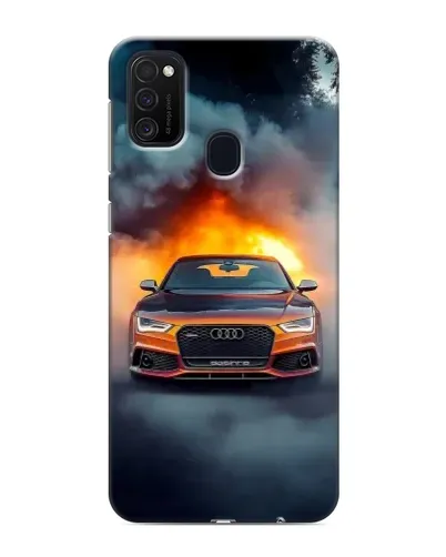 Чехол для Samsung Galaxy M21 с картинкой «Audi в огненном дыму»